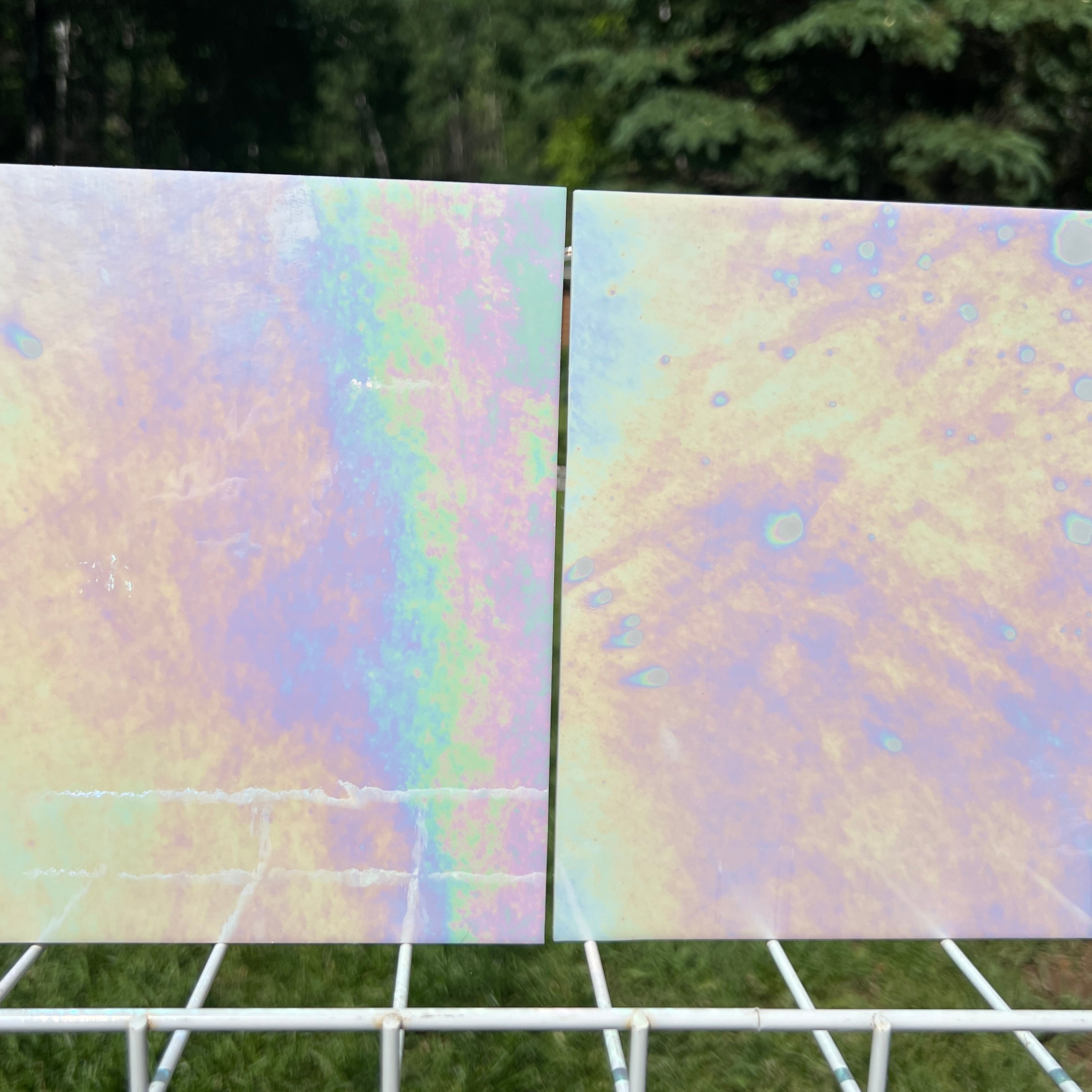 Wissmach 96 White Iridescent Luminescent Stained Glass – 2 Sheets (6" x 8")